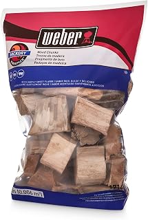 Weber® Hickory Wood Chunks, Outdoor Cooking Fuel, 4 lb | Premium BBQ Smoking & Grilling Fuel for Rich, Subtly Sweet Flavor - Ideal for Beef, Lamb, Poultry & Pork - Long Lasting