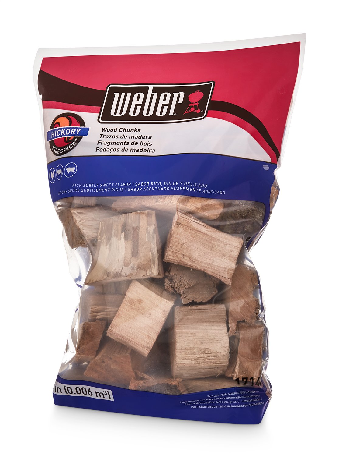 Weber® Hickory Wood Chunks, Outdoor Cooking Fuel, 4 lb | Premium BBQ Smoking & G