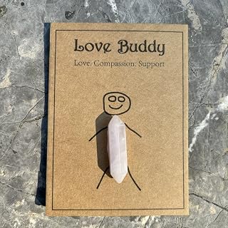 Crystal Buddy Healing Stone with Message Card – Calming, Love, and Protection Themes (Rose Quartz)