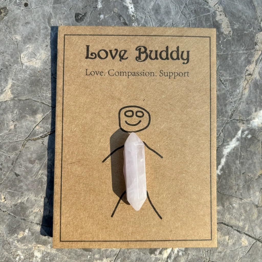 Crystal Buddy Healing Stone with Message Card – Calming, Love, and Protection Th