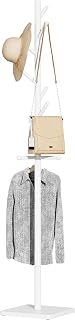OUTBROS Solid Wood Coat Stand with 9 Hooks and 3 Heights Available in White