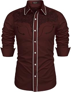 COOFANDY Men's Western,Retro,Classic Button Down Shirt