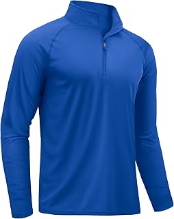 TACVASEN Rash Guard Mens Swim Shirt Long Sleeve UV Fishing Sun Protection UPF 50 Running Athletic 1/4 Zip Shirt for Men