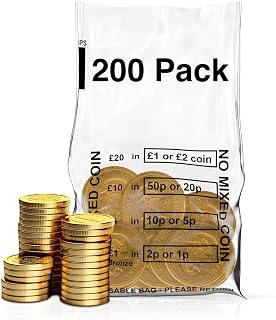 Swoosh Media Pack of 200 - Clear Plastic Money Bank Bags | No Mixed Coins Banking Bags for Change Handling Shop Business Home Office