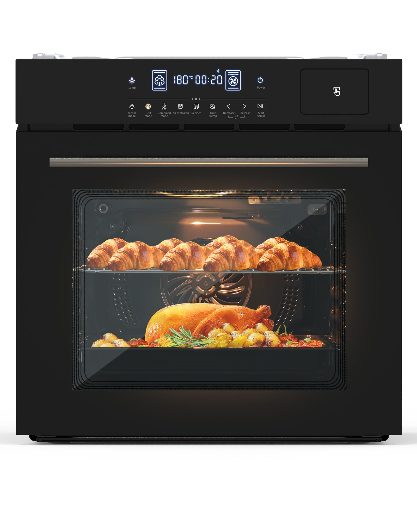 24 in Built in Electric Wall Oven, 2.5 Cu.Ft / 70L Single Steam Convection Oven,