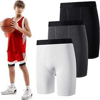 Hoolerry 3 Pcs Youth Boys Compression Shorts