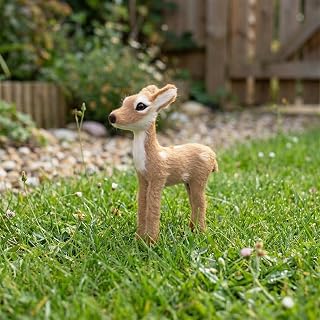 Mini Deer Figurine Tiny Miniature Resin Deer Statue Office Desk Car Ornament Accessory - Grey