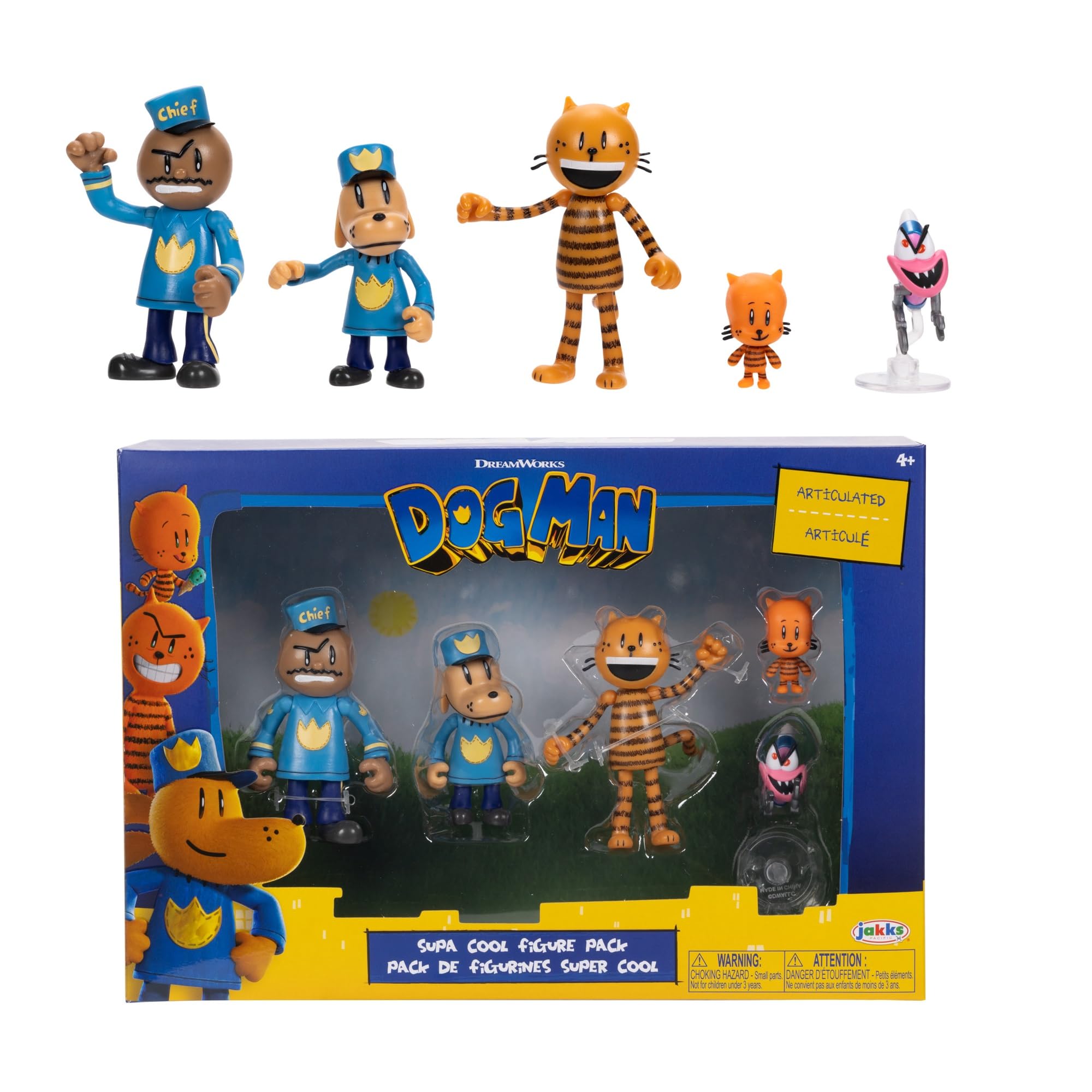 Dog Man Supa Cool 6cm Figure Pack | Officially Licensed by Jakks Pacific. Inspir