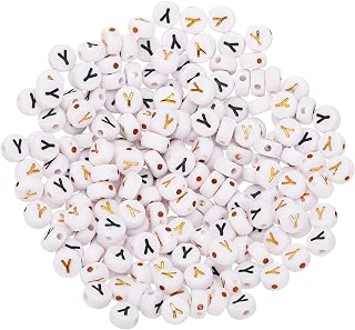 Generic 200pcs Acrylic Alphabet Beads 4x7mm Round Alphabet Y Spacer Loose Beads for Jewellery Bracelet Necklace Making