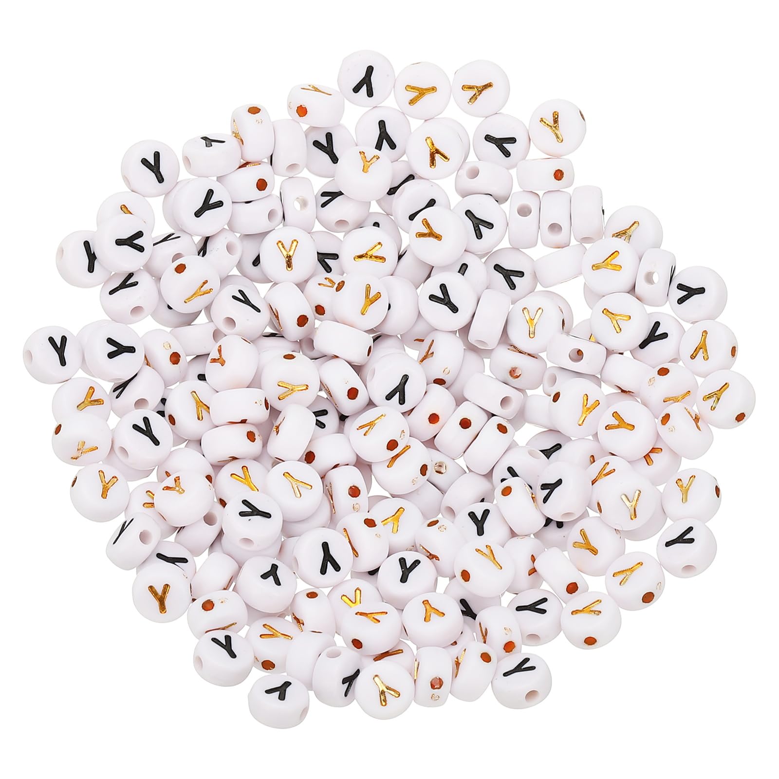 Generic 200pcs Acrylic Alphabet Beads 4x7mm Round Alphabet Y Spacer Loose Beads 