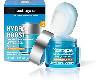 Neutrogena Hydro Boost City Shield Water Gel Face Moisturizer SPF 25 1.7 oz | Broad Spectrum SPF 25, Hydrating Gel Facial Sunscreen, With Hyaluronic Acid, Noncomedogenic