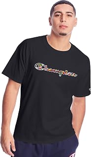Champion Men's Classic T-Shirt Big C Graphic T-Shirt, Black - Multi Flag Script, S