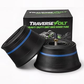 TRAVERSEVOLT 2.50/2.75-14 Dirt Bike Inner Tubes, 60/100-14, 2 Pack | Heavy Duty Replacement Tubes, TR4 Valve, For Dirt, Pit &amp; Electric Dirt Bikes, Fits Apollo SSR Atomik Thumpstar and More