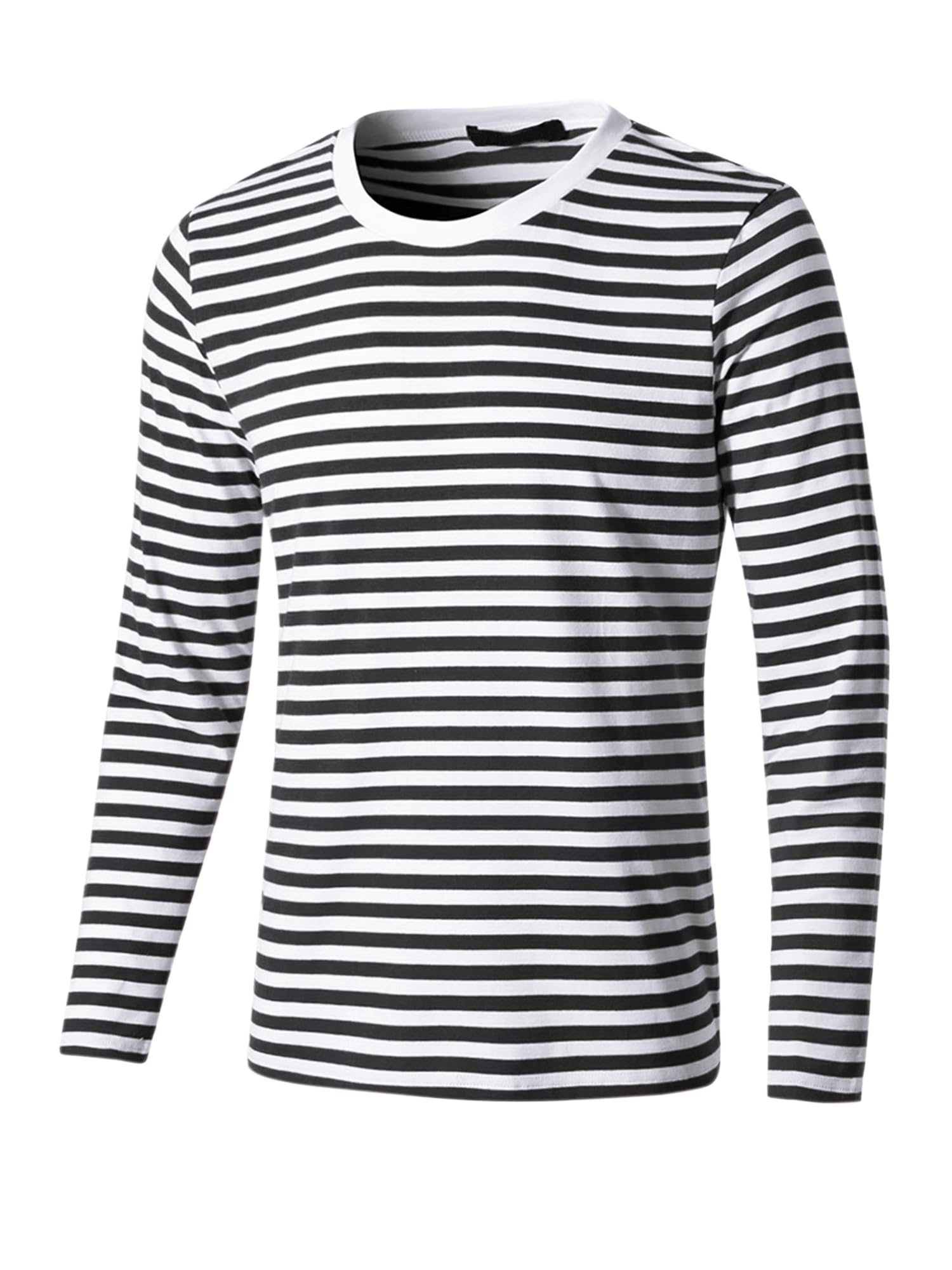 uxcell Men's Striped T Shirt Crew Neck Long Sleeve Casual Cotton Pullover Tee To