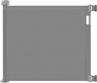 33" H Retractable Baby&amp;Dog Gate, Fits up to 55" W, Hardware Mounted | Retractable gate fits openings up to 55"; hardware-mounted, drilling required for babies, pets, stairs and doorways.