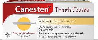 Canesten Thrush Combi Pessary & External Cream for Thrush Treatment | Clotrimazole | Two-Step Complete Relief Thrush Treatment