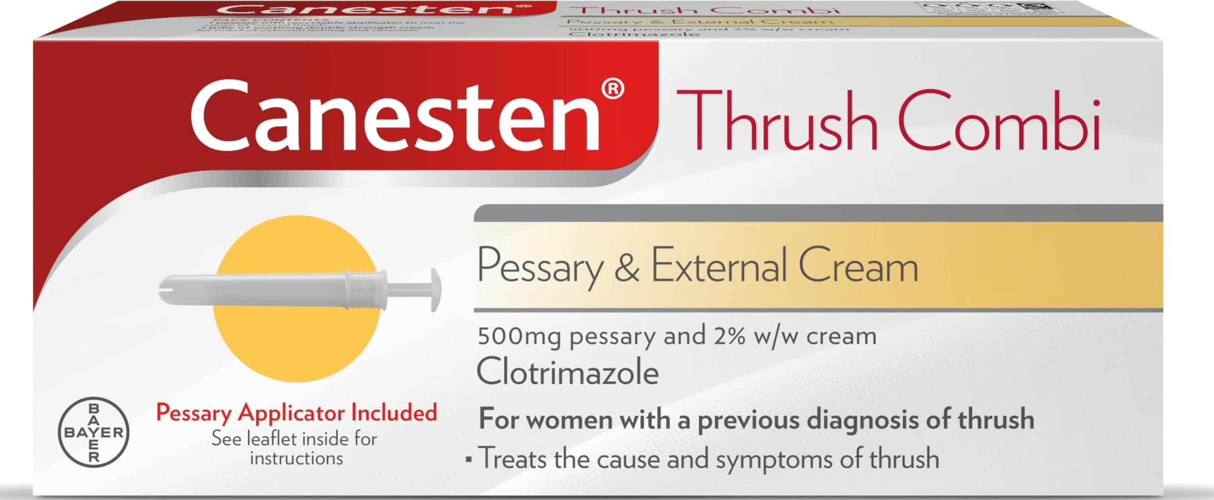 Canesten Thrush Combi Pessary & External Cream for Thrush Treatment | Clotrimazo