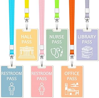 Sabary 6 Sets Hall Passes for Classrooms Wood,Pastel Color,Rectangle | Unbreakable Bathroom Restroom Passes for Classrooms, Office Library Nurse Teacher Supplies, Durable for Students