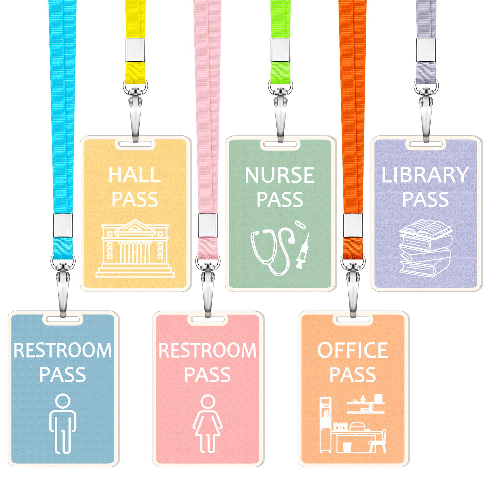 Sabary 6 Sets Hall Passes for Classrooms Wood,Pastel Color,Rectangle | Unbreakab