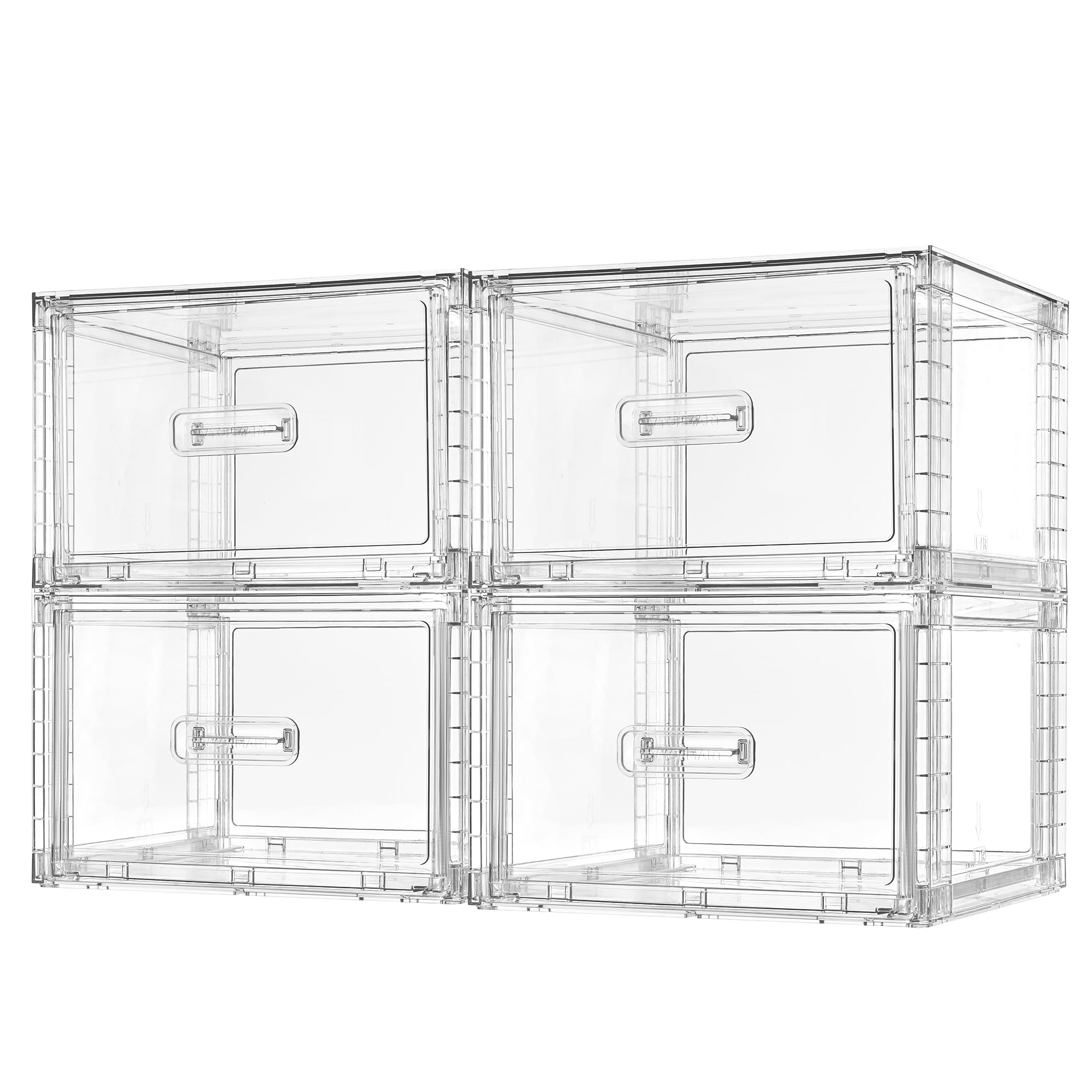 Vtopmart 4 Pack Clear Stackable Closet Storage Drawers 15QT, Medium | Easily Ass