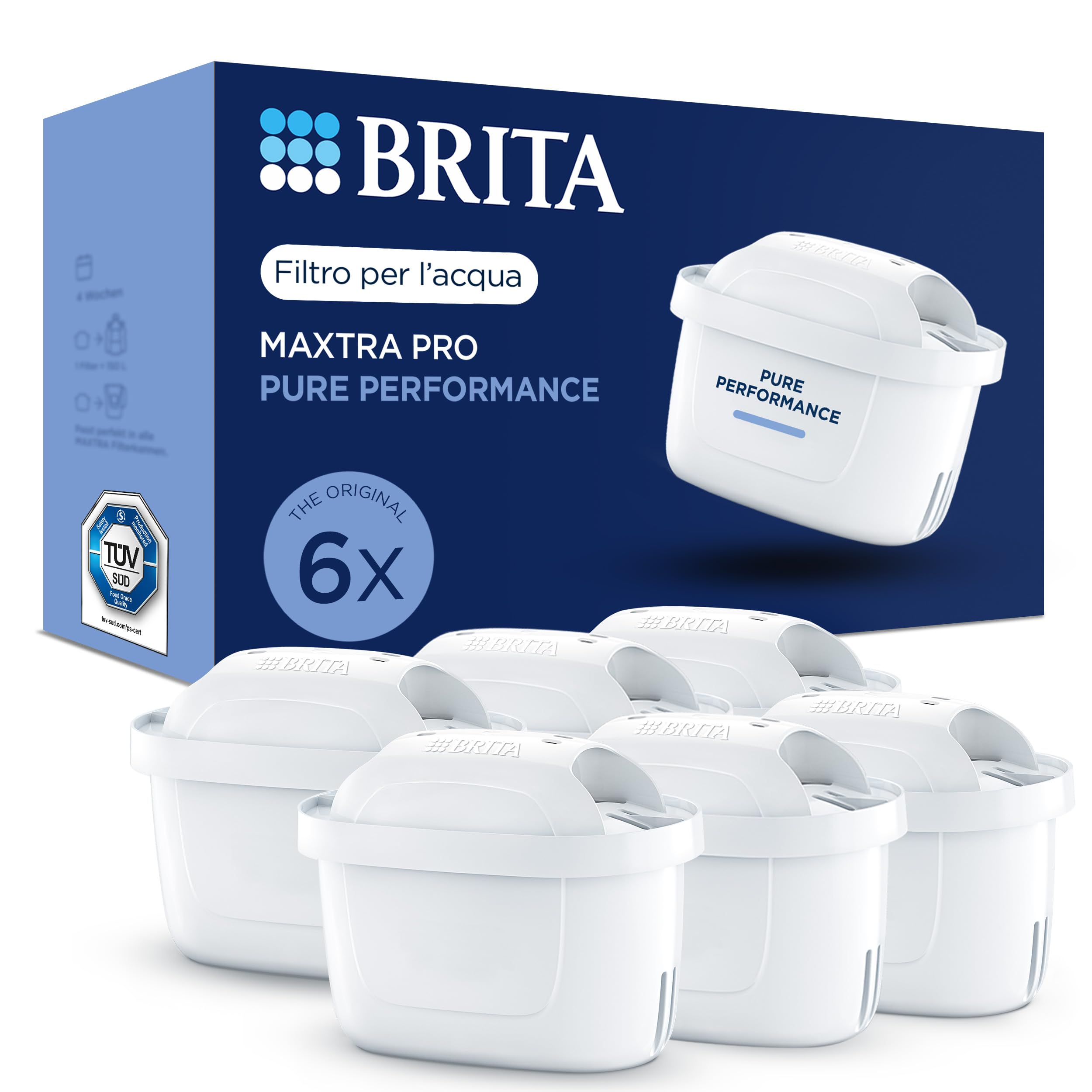 BRITA Maxtra Pro Pure Performance Tap Water Filter - 6 Pieces | Original water f