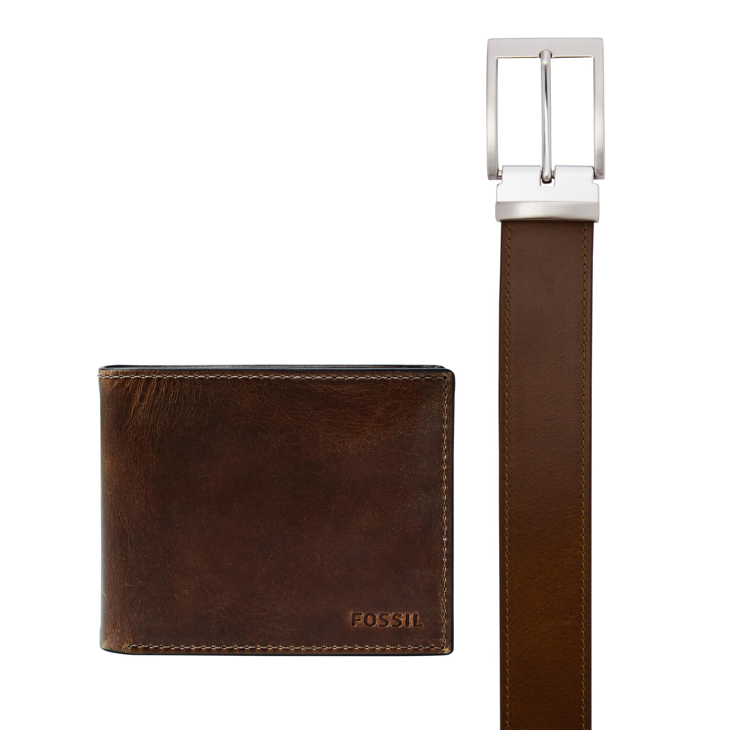 Fossil Men's Derrick RFID-Blocking Leather Bifold Wallet with Flip ID Window, Bl