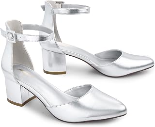 Ankis Closed Toe Heels for Women, 2.25 Inch Low Block Chunky Dress Pumps