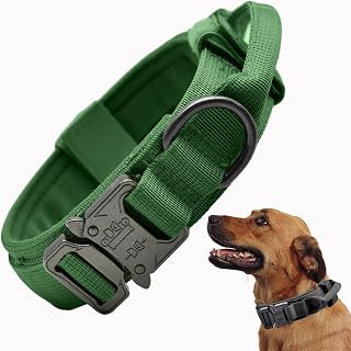 Tactical Dog Collar, Adjustable Nylon Military Training Dog Collar with Control Handle and Quick Release Heavy Metal Buckle for Small Medium Dogs