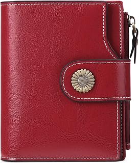 SENDEFN Women's Leather Wallet with RFID Blocking Small Coin Purse for Women, 10 Card Slots with 2 ID Window and 1 Zip Pocket