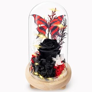 Preserved Rose Gifts for Women, Forever Flowers Butterfly Real Roses, Birthday Eternal Flower Gift for Mom Wife Her Grandma Girlfriend on Anniversary Mothers Day Christmas Valentines Romantic (Black)