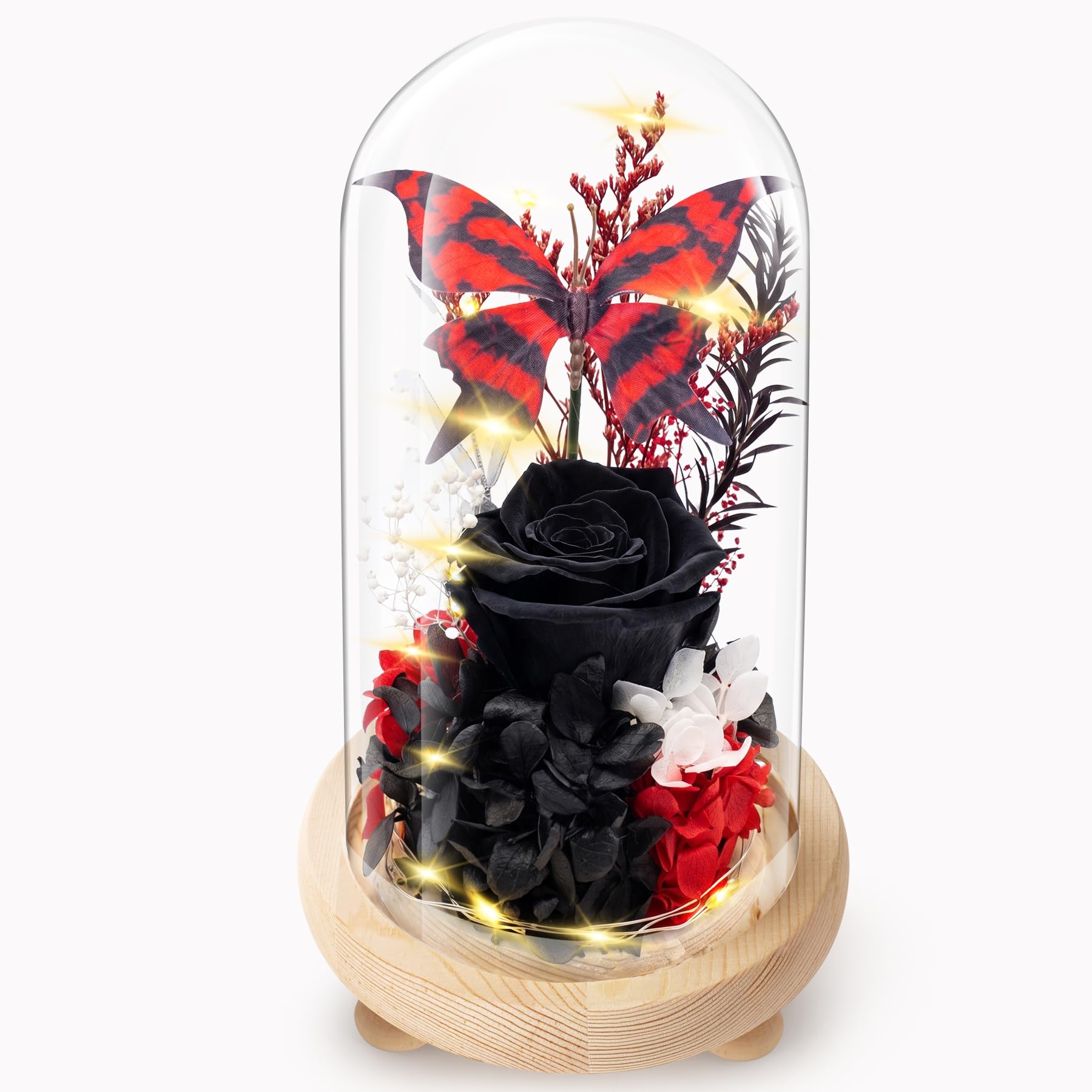 Preserved Rose Gifts for Women, Forever Flowers Butterfly Real Roses, Birthday E
