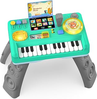 Baby DJ Table for Toddler 1-3, Musical Toys Baby Piano Toy 6 9 12 18 Months with Music & Light,Toddler Activity Table Toys for 1 2 Year Old Boy Girls Music Instruments Birthday Gifts Age 0-2