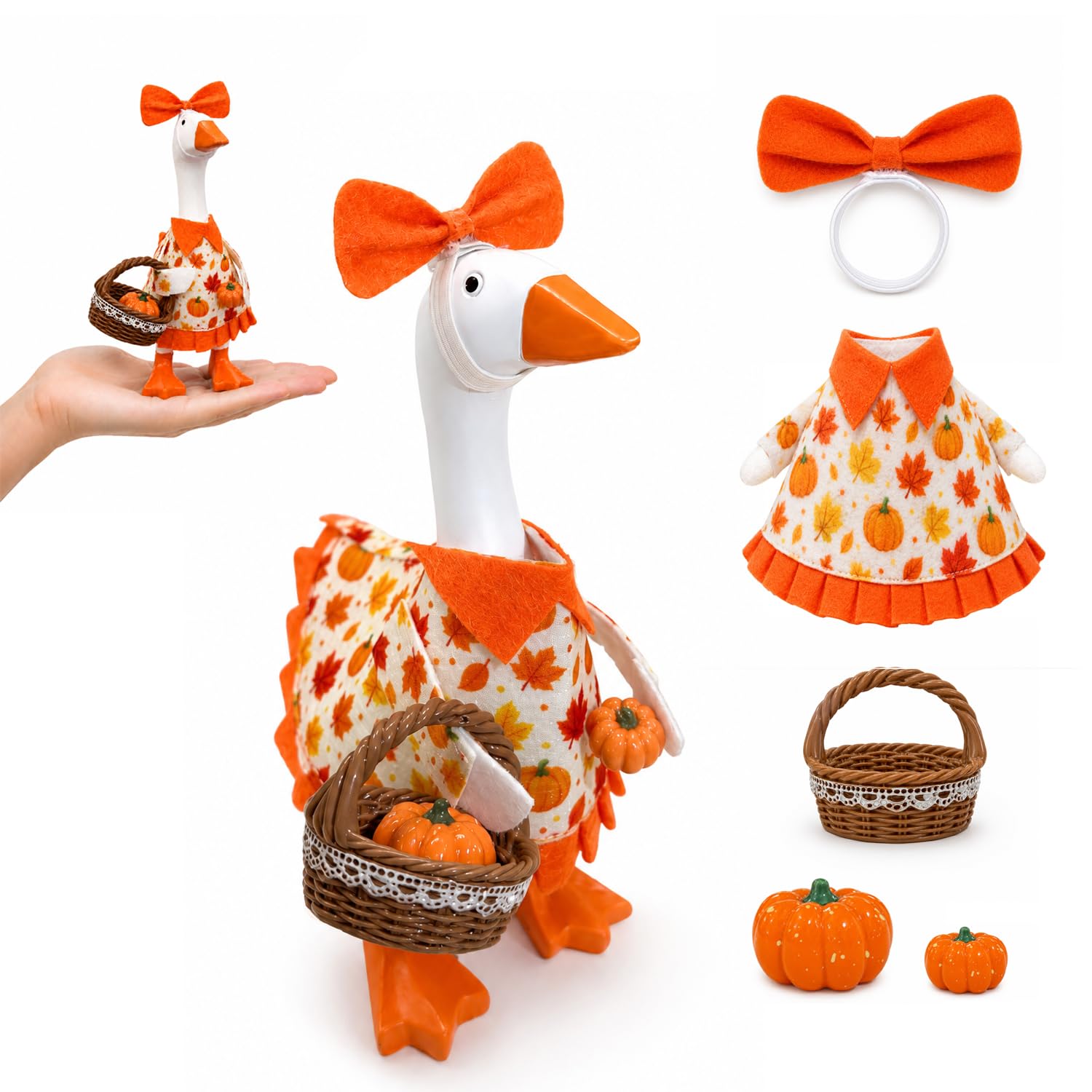 MAHMLOW Desk Goose Outfits 7 inches，Fall Mini Desktop Goose Cloth，Holiday Decor 