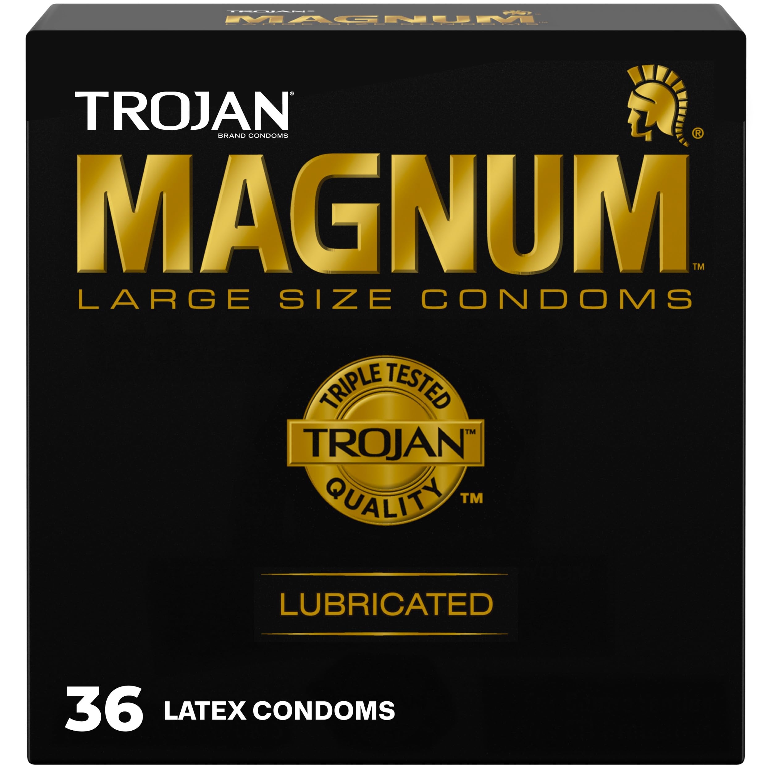 TROJAN Magnum Lubricated Large Condoms, 36 Count Pack | Comfortable and Smooth L
