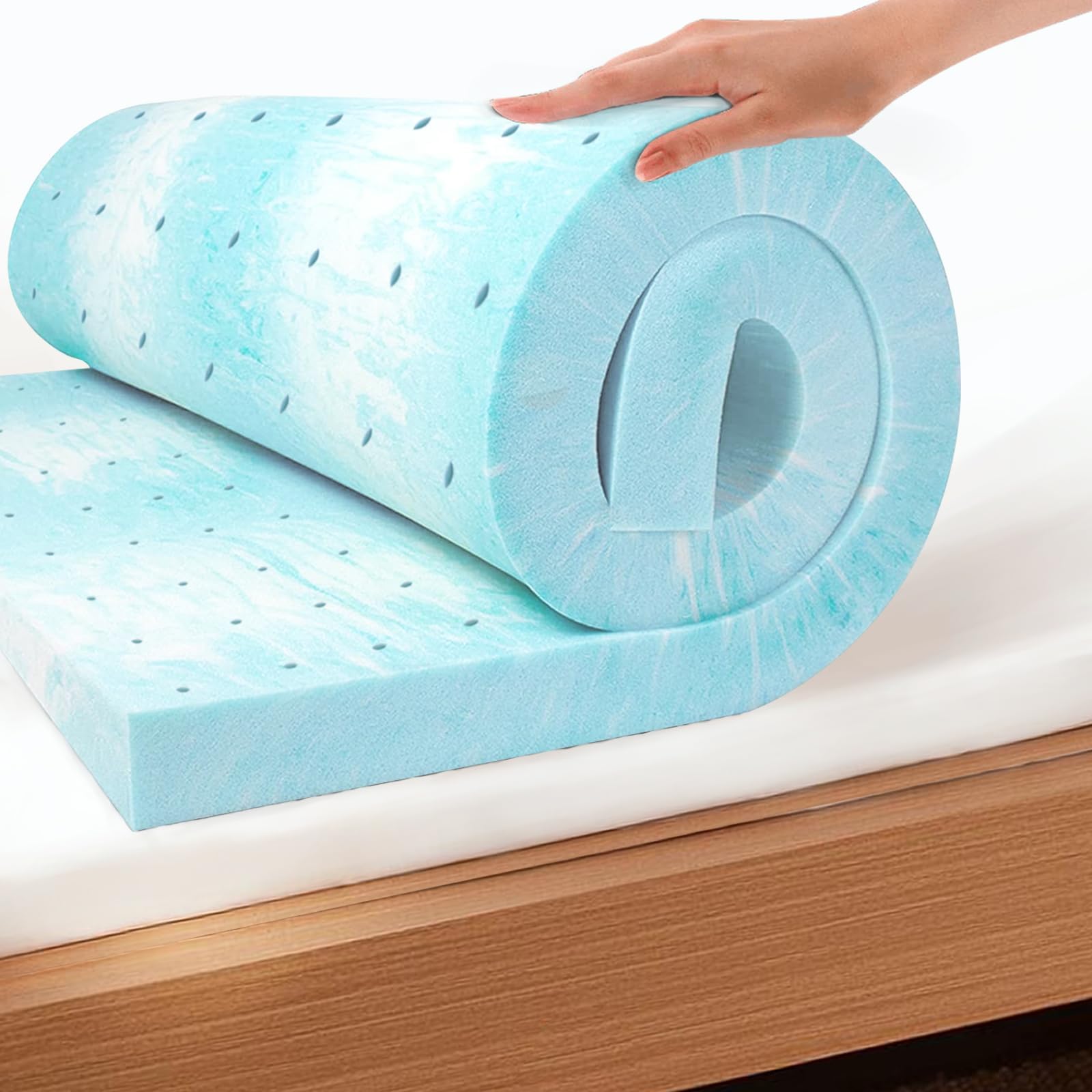 EGO Topper 3 Inch Cal King Memory Foam Mattress Topper, Cooling Gel Foam Mattres