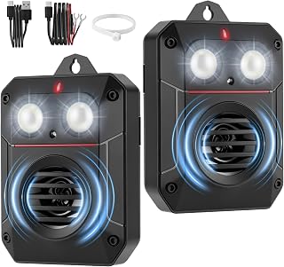 2 Pack Magnetic Rodent Repellent for Car Engines, Ultrasonic Rodent Repeller with Frequency Sweeping and Strobe Flashing Light, Ultrasonic Mouse Deterrent for Car Engines