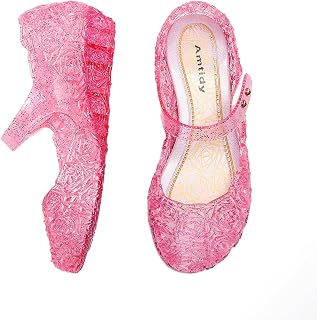 Amtidy Frozen Inspired Elsa Flats Mary Jane Dance Party Cosplay Shoes, Snow Queen Princess Birthday Sandals for Little Girls, Toddler
