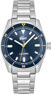 Lacoste Boston Collection Men's Three-Hand Quartz Movement Watch with Silver Stainless Steel Strap - 2011424