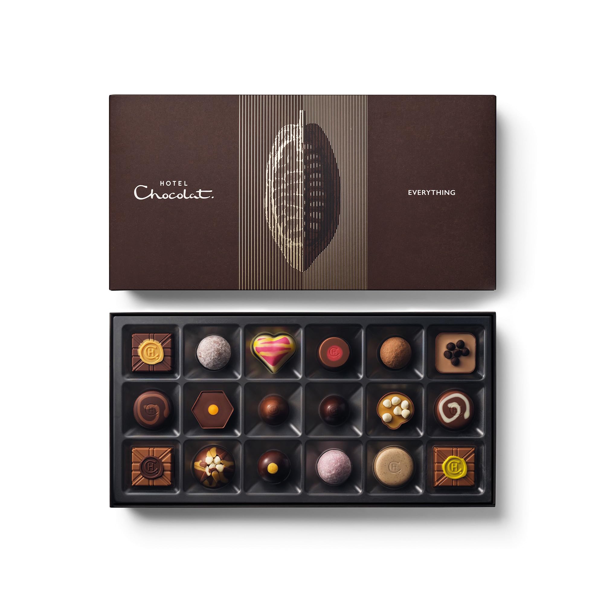 Hotel Chocolat Everything Chocolate Gift Box Selection 18 Piece Assortment | A C