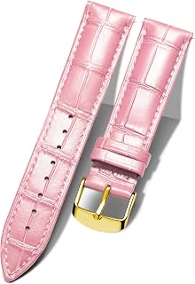 BINLUN Quick Release Leather Watch Straps Replacement Watch Bands Smart Watch Strap Crocodile Pattern in 10 Colors 13 Sizes with Silver/Gold/Rose-Gold Buckle for Men Women(10mm-24mm)