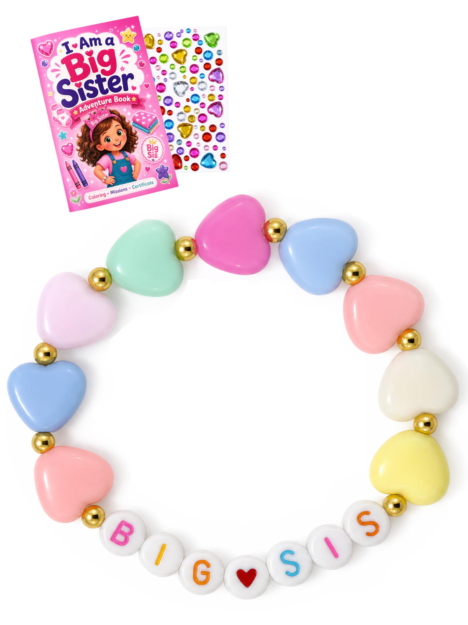 COZEFFIC Big Sister Gift, Big SIS Bracelet, Stickers & Coloring Book | New baby 
