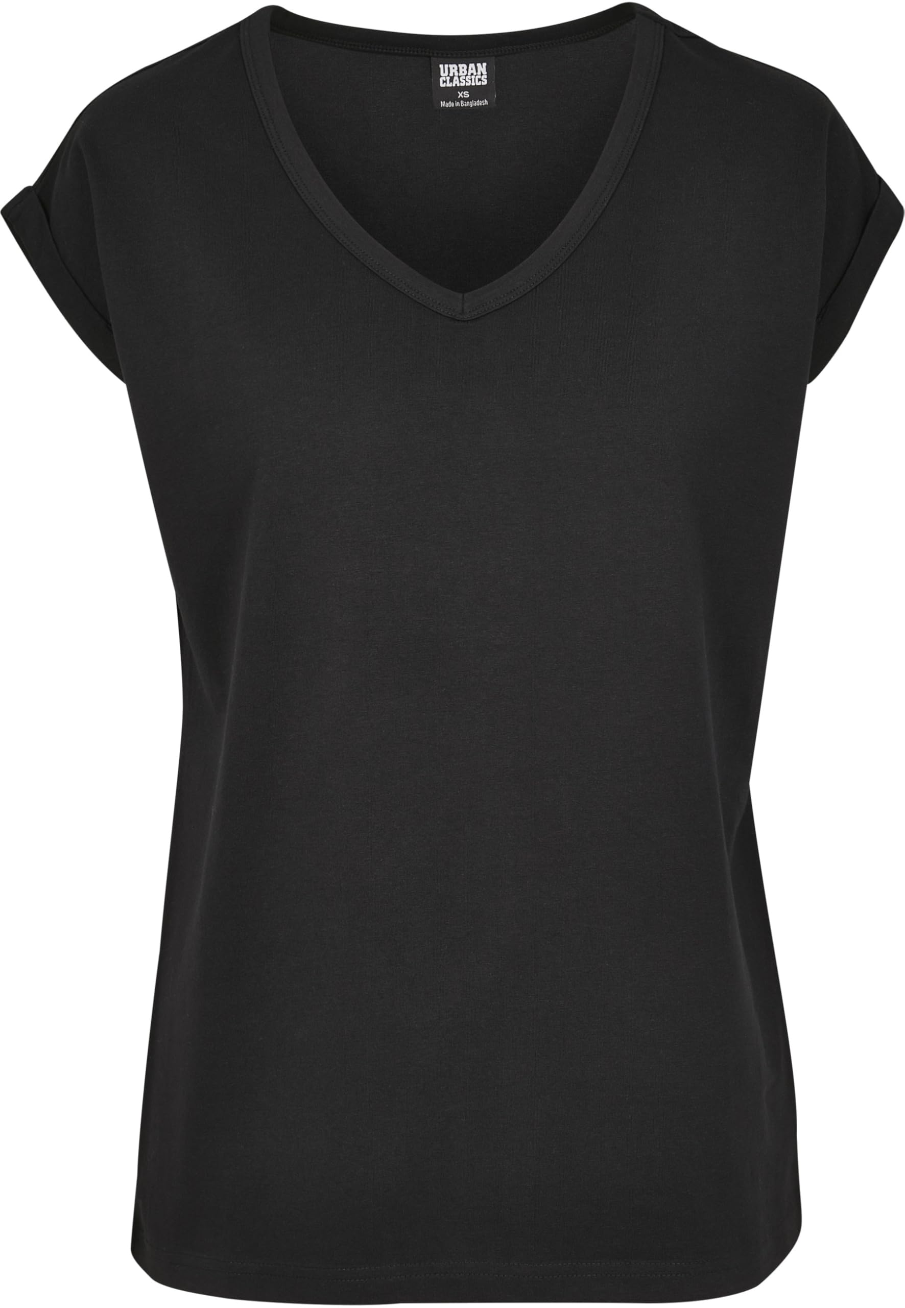 Urban Classics Women's Ladies Round V-Neck Extended Shoulder Tee T-Shirt (Pack o