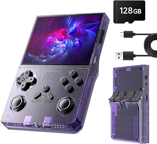R40 Retro Handheld Game Console, 18000+ HD Games Mini Retro Gaming Console, 3.5 Inch IPS Screen, 128GB TF Card, 3000 mAh Battery, Portable Video Game Console Great Gift for Family and Friends,Purple