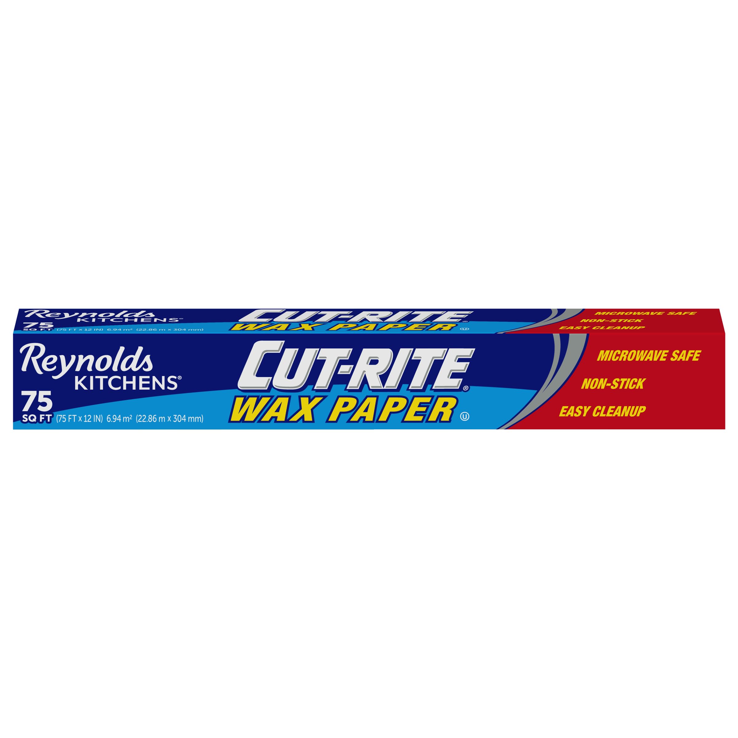 Reynolds Kitchens Cut-Rite Wax Paper Roll, Built-In Cutter, 1pk, 75sq ft | Mess-