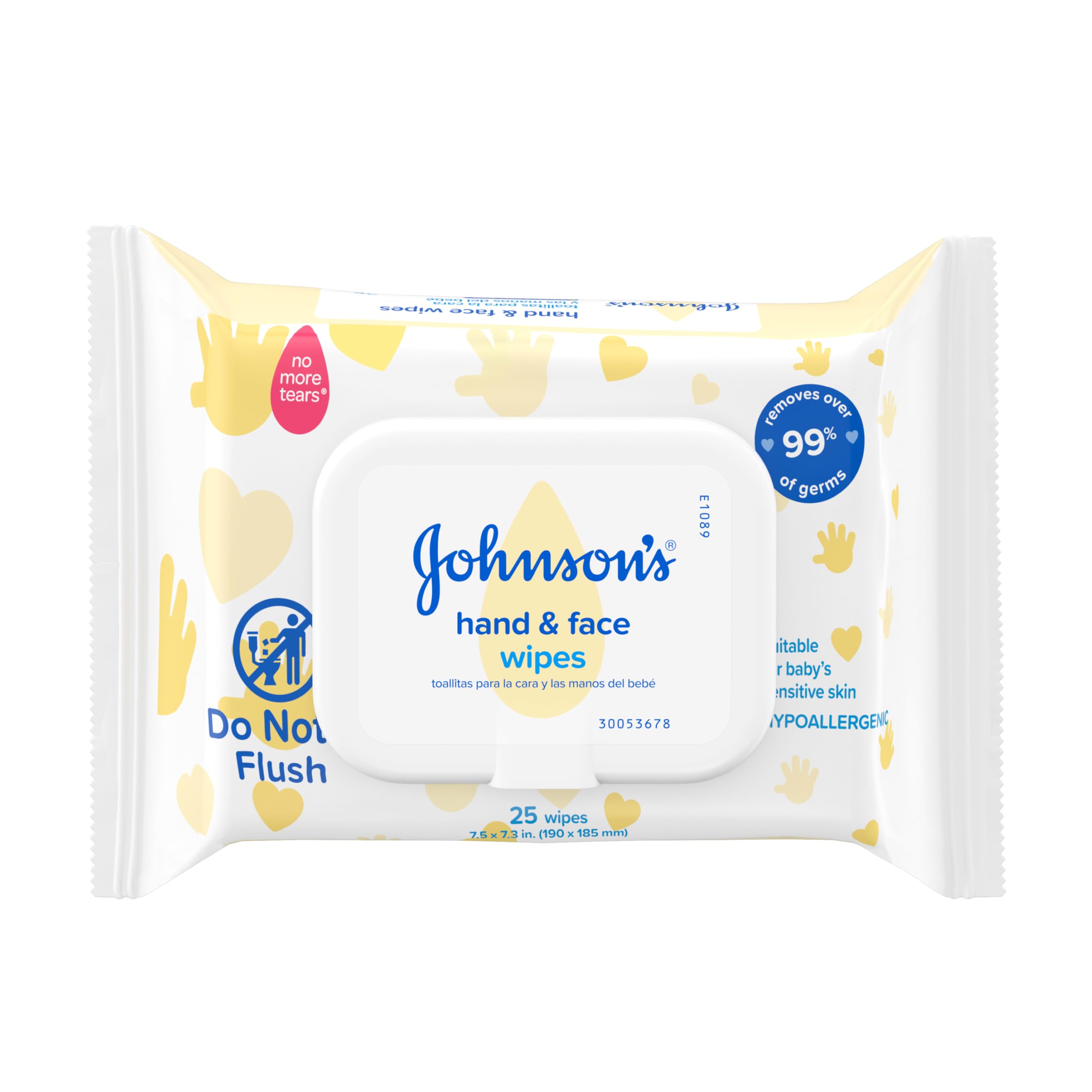Johnson's Baby Disposable Hand &amp; Face Cleansing Wipes, 25 ct | Pre-Mois