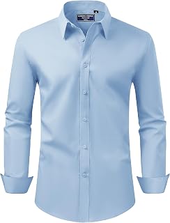 Alimens & Gentle Mens Shirts Stain Shield Long Sleeve Wrinkle Free Regular Fit Button Down Dress Shirts