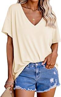Tankaneo Oversized Short Sleeve T Shirts for Women Loose Fit