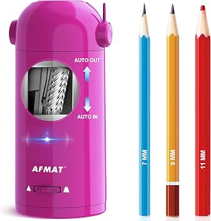 AFMAT PSX5 Electric Pencil Sharpener, Fully Automatic Pencil Sharpener for Classroom, 7-11.5mm Colored/Jumbo Pencils, Robot Pencil Sharpeners for Teacher Artitist Office Home, Rechargeable & Cordless