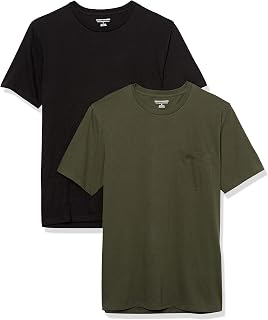 Amazon Essentials Men's T-Shirt Slim-Fit Short-Sleeved Crewneck Pocket, Pack of 2
