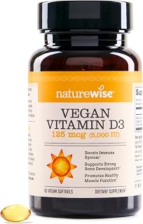 NatureWise Vegan Vitamin D3 5000IU Supplement from Lichen, 60 Softgels